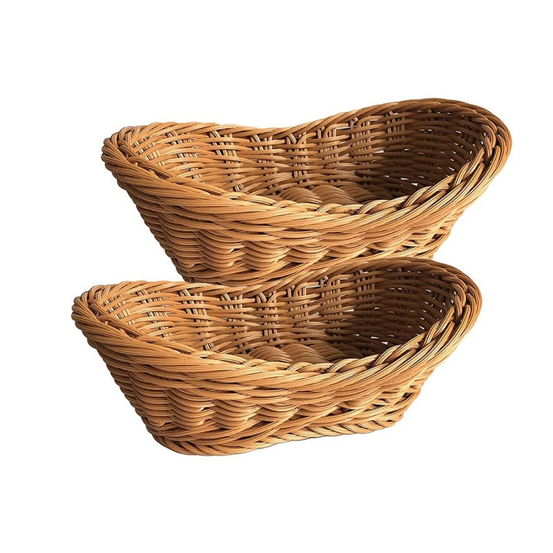 ANRUIDE Wicker Bread Basket  Tabletop Woven storage basket  Food Fruit Vegetables Serving  Restaurant Serving Basket (11x7.5x3.9 lnch) (2pcs) - Image 1